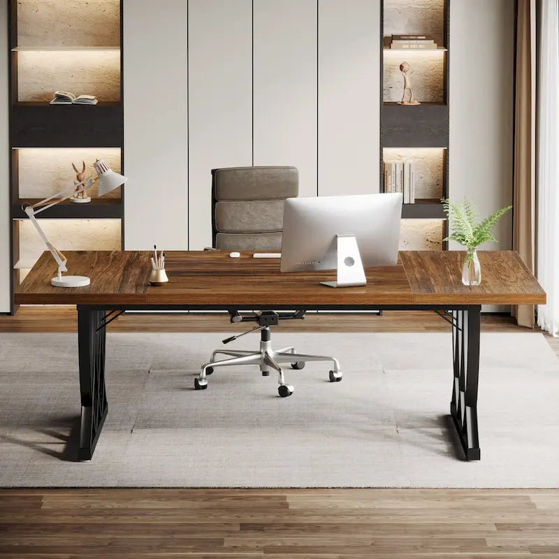Bureau d'ordinateur maison/bureau en bois et métal