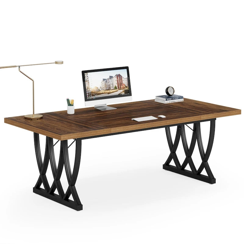Bureau d'ordinateur maison/bureau en bois et métal