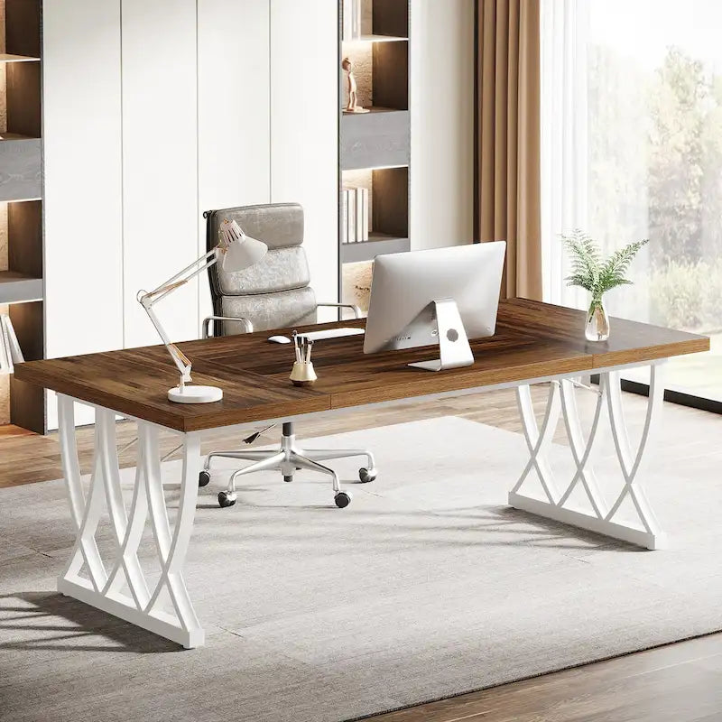 Bureau d'ordinateur maison/bureau en bois et métal
