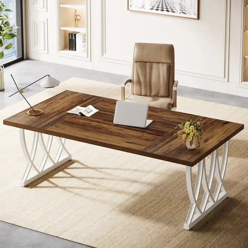 Bureau d'ordinateur maison/bureau en bois et métal