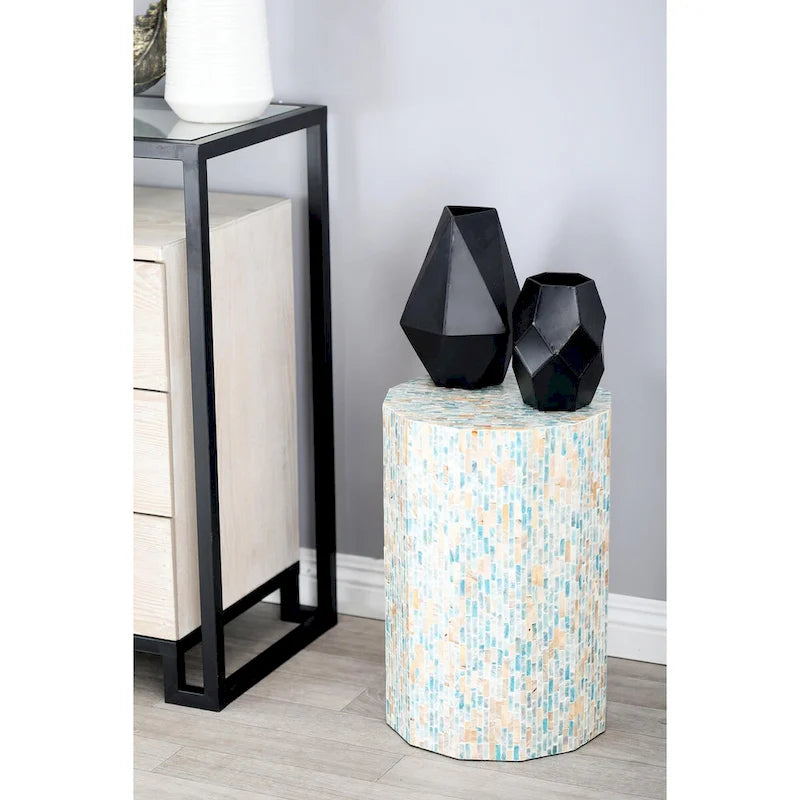 Table d'appoint Tambour avec Incrustation Artisanale de Nacre