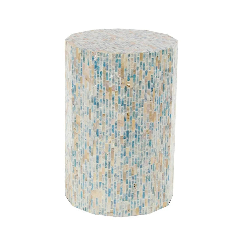 Table d'appoint Tambour avec Incrustation Artisanale de Nacre