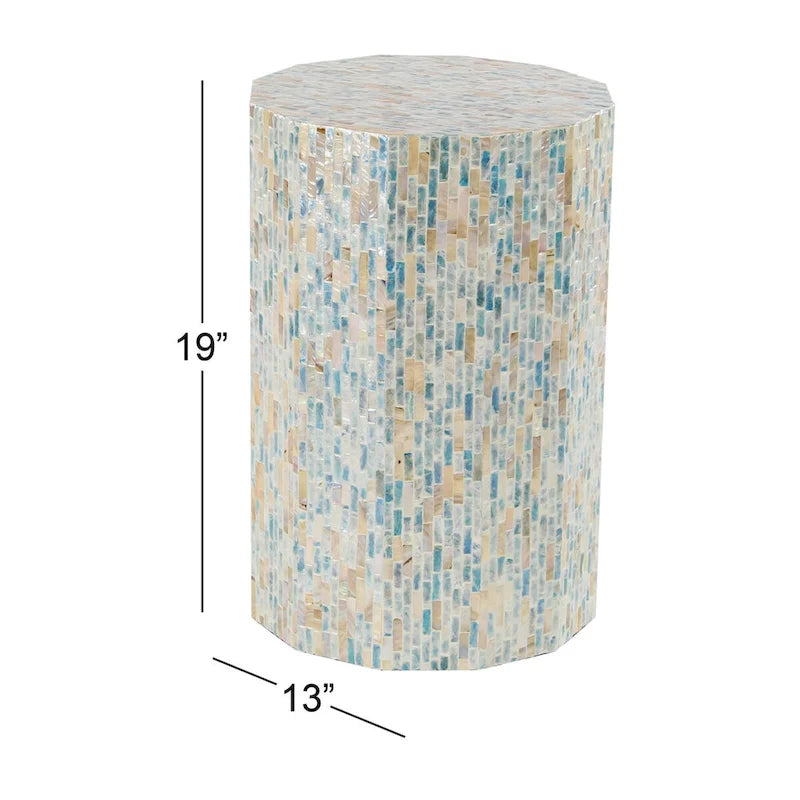 Table d'appoint Tambour avec Incrustation Artisanale de Nacre