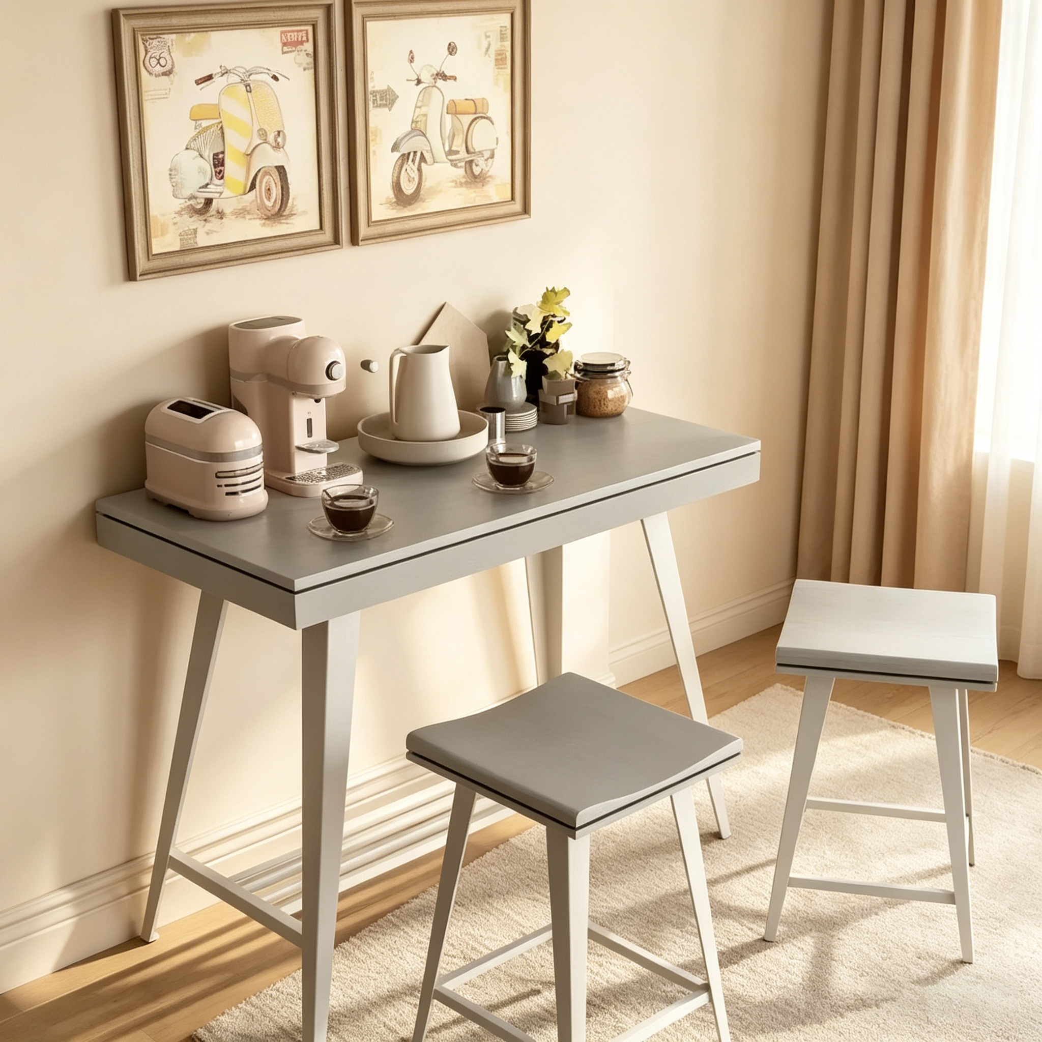 Ensemble de salle à manger moderne de 3 pièces, hauteur bar, avec pieds en acier