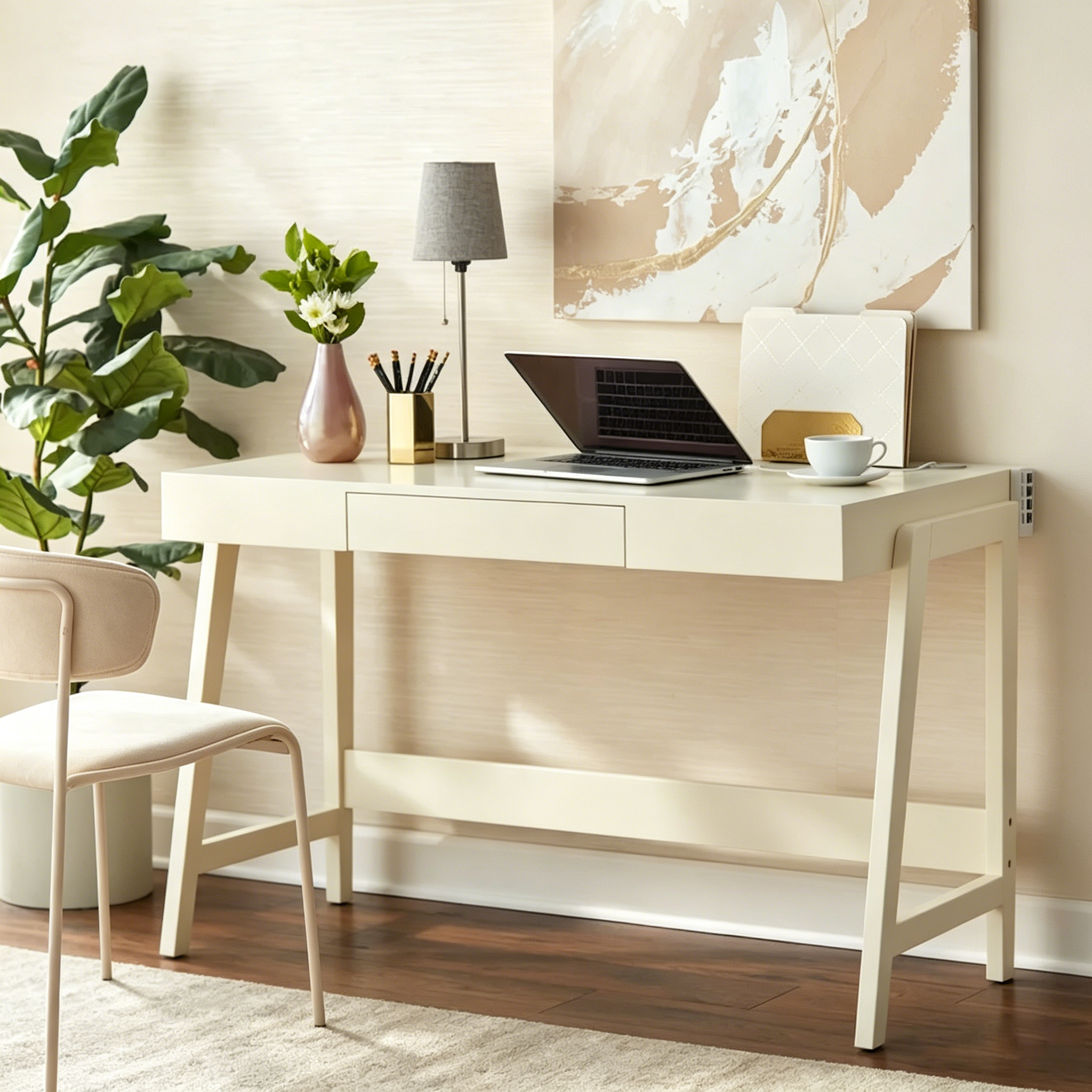 Bureau rectangulaire moderniste simple et intégré