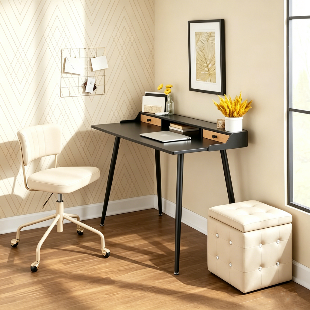 Bureau de style médiéval moderne en métal et bois