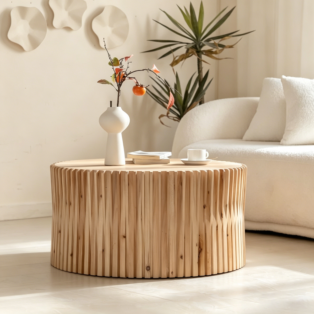 Table basse cylindrique rétro-chic